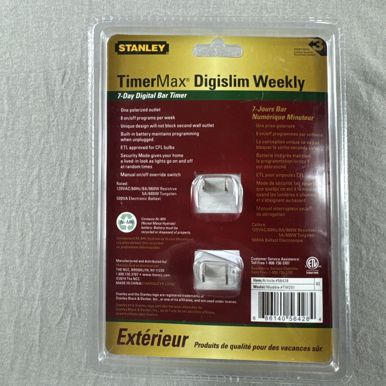 Stanley TimerMax Digislim Weekly 7 Day Digital Bar Timer Indoor 2 Pack 56428 NEW