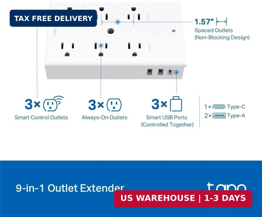 TP-Link Smart Plug Outlet Extender, Surge Protector, 18W Fast Charging, 3 Ind…
