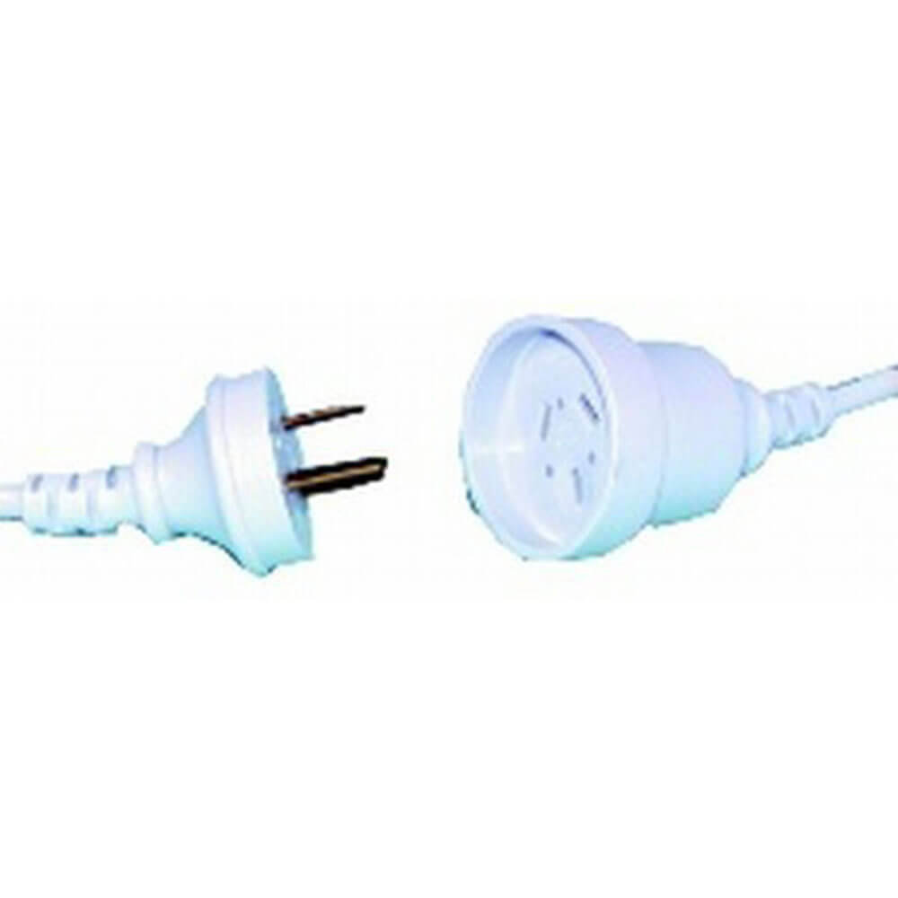 Mains Extension Cable With Flange 240 Volts 10A White 3 Meter High Quality