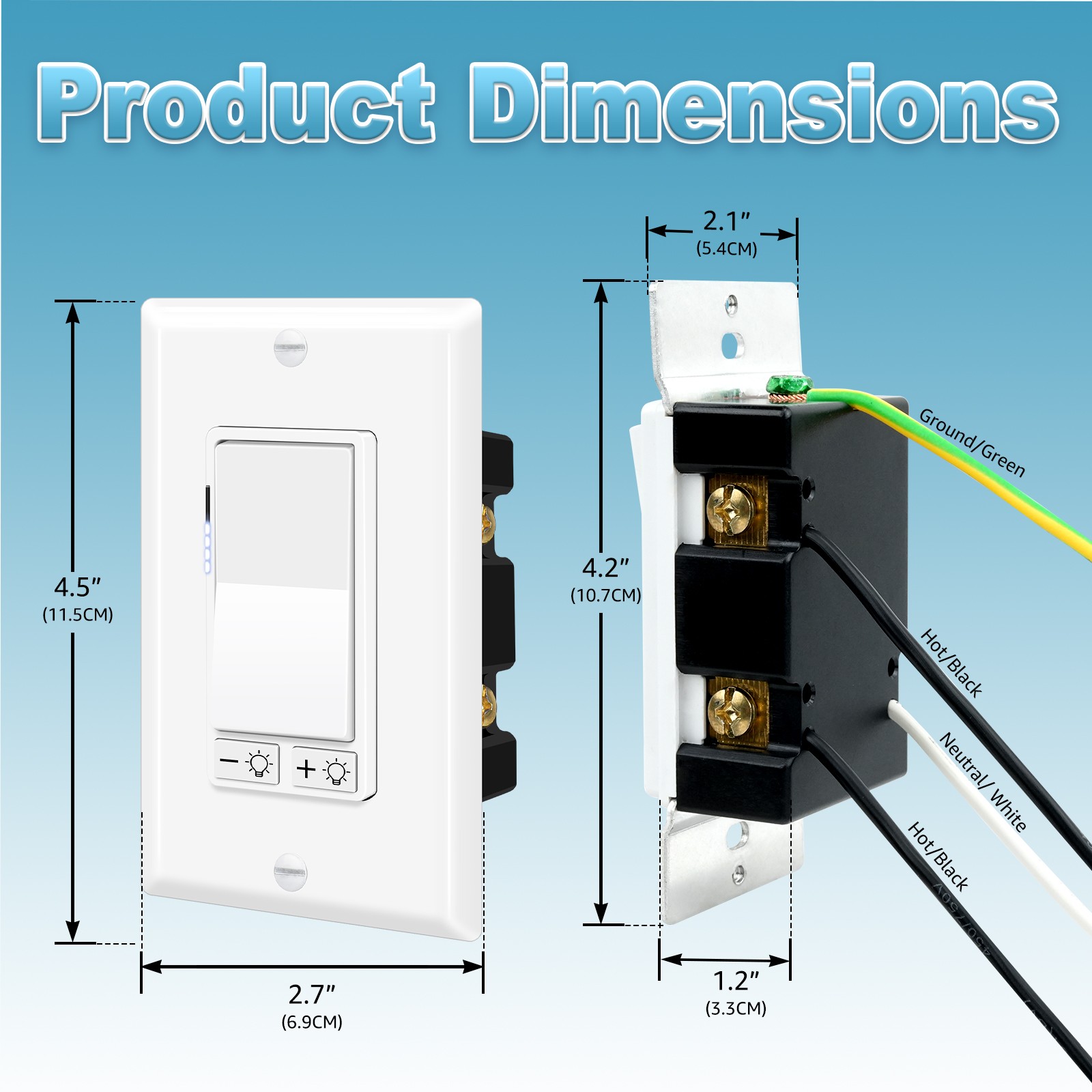 12PCS 3 Way ETL Listed Dimmer Switch for Dimmable LED Lights 300W Max No Neutral