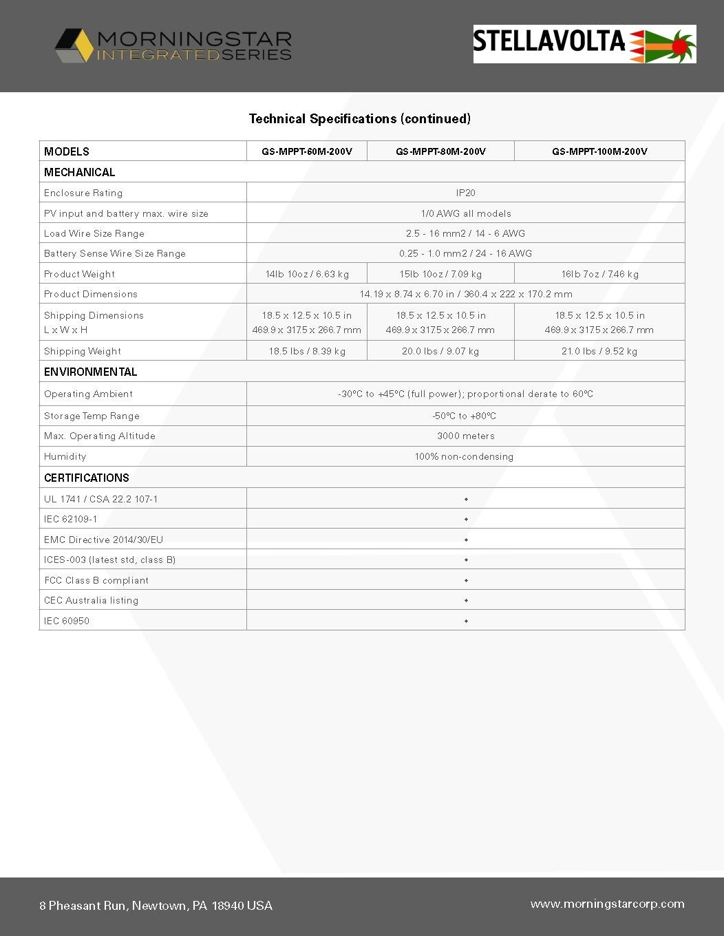 Morningstar GS-MPPT-80M-200V GenStar MPPT Charge Controller 80A 200VDC