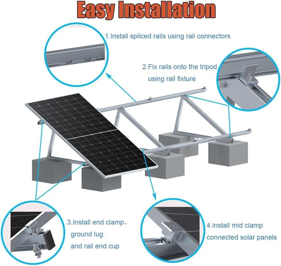 Solar Panel Mounting Brackets Kit System Adjustable 30º~45º Aluminum Alloy Tilt