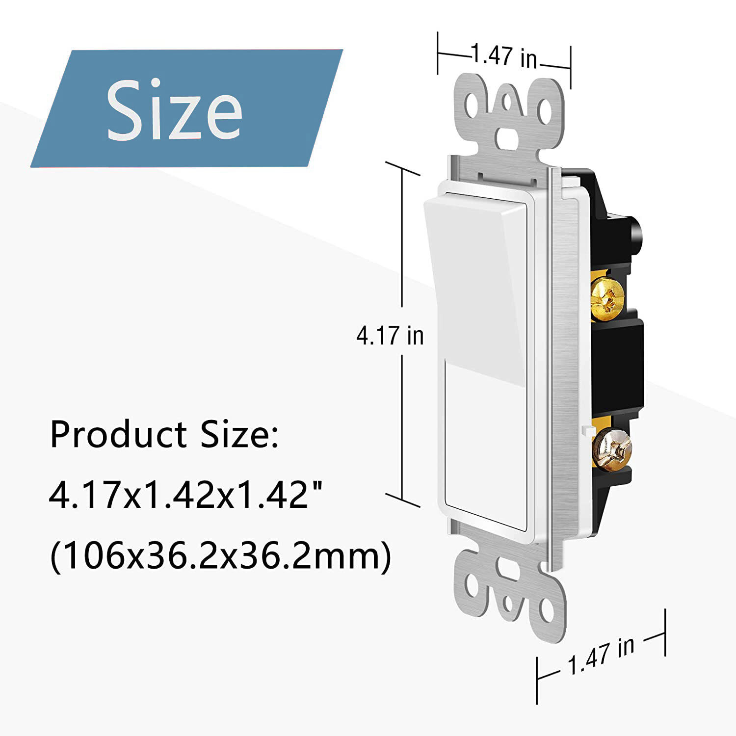 15Amp 120/277 Volt Decora Rocker Single-Pole Light Switch Wall White UL 100 Pack