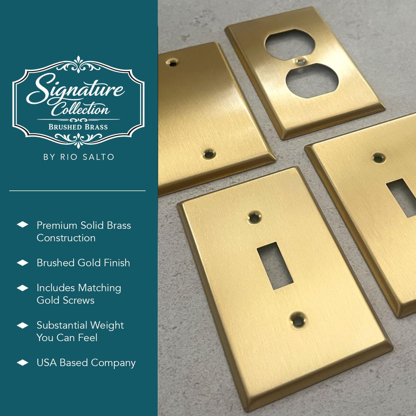 BRASS Signature Collection Brushed Brass Gold Metal Outlet Cover, Decorative …