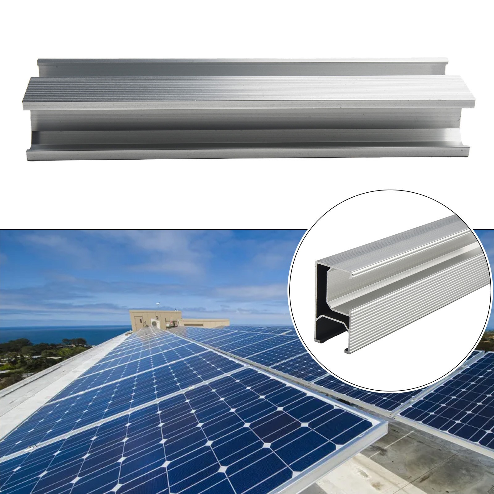 PV Solar Panel Bracket Rail 200mm Aluminum Alloy Mounting Track – 1 to 8 pcs