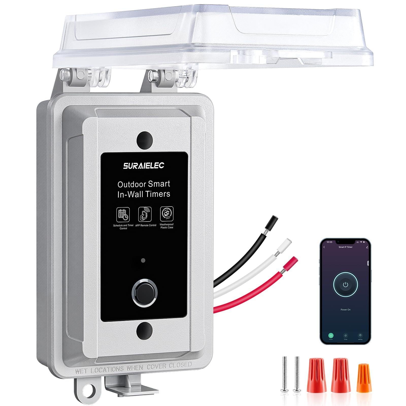 SURAIELEC 20A Heavy-Duty Outdoor WiFi Smart Timer Switch App/Voice Control