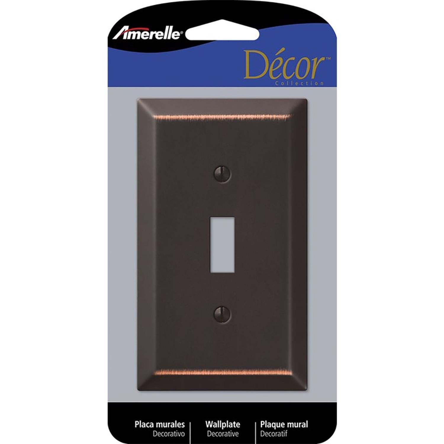 Amerelle 163TDB Aged Bronze Traditional Steel Wallplate with 1-Toggle