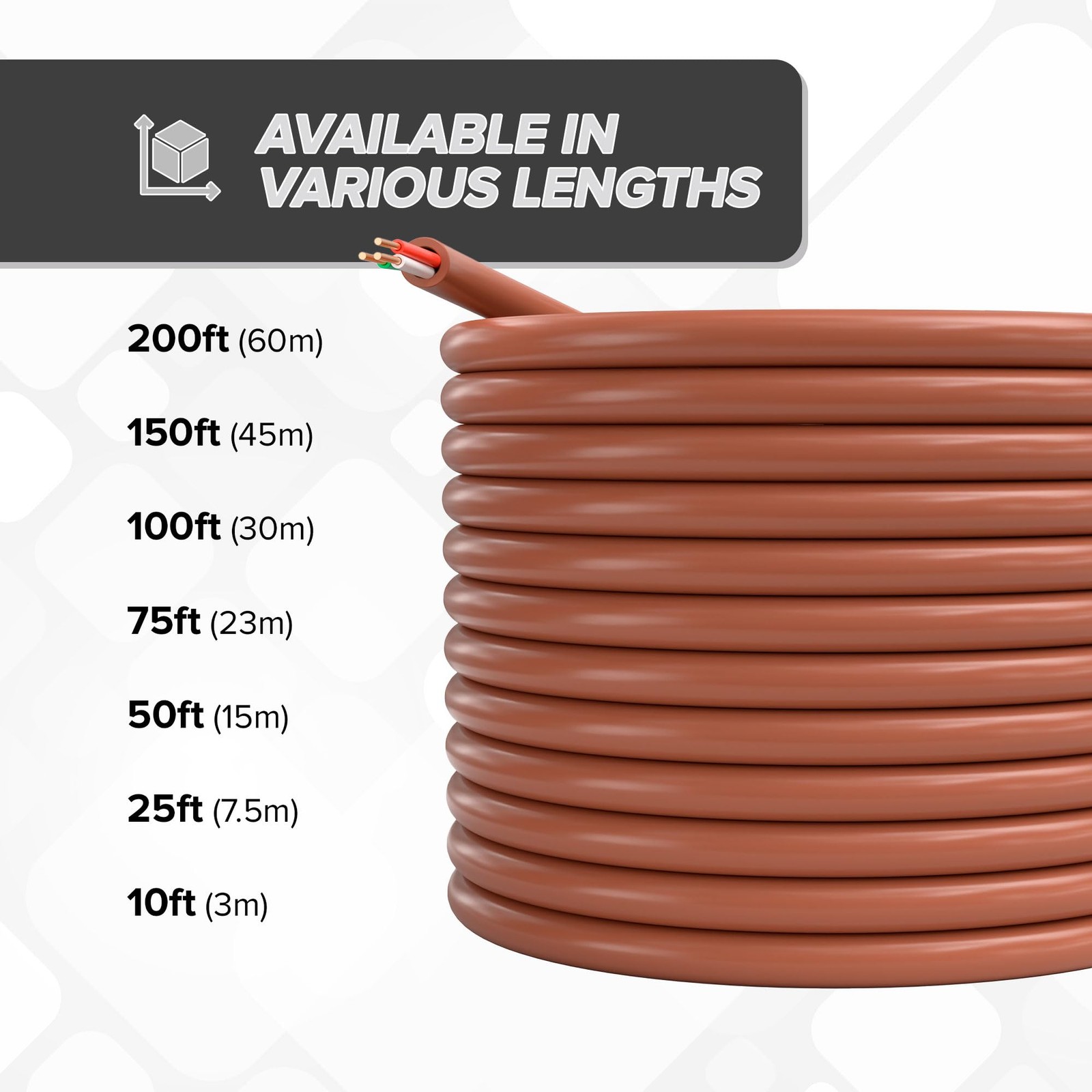 THE CIMPLE CO 18/3 Thermostat Wire 50 FT – 50 Feet (15 Meter), Brown