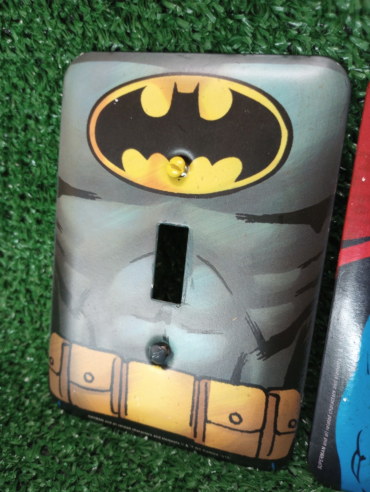 Vintage Superman & Batman Comic Style Single Switch Plate Open Road Brands