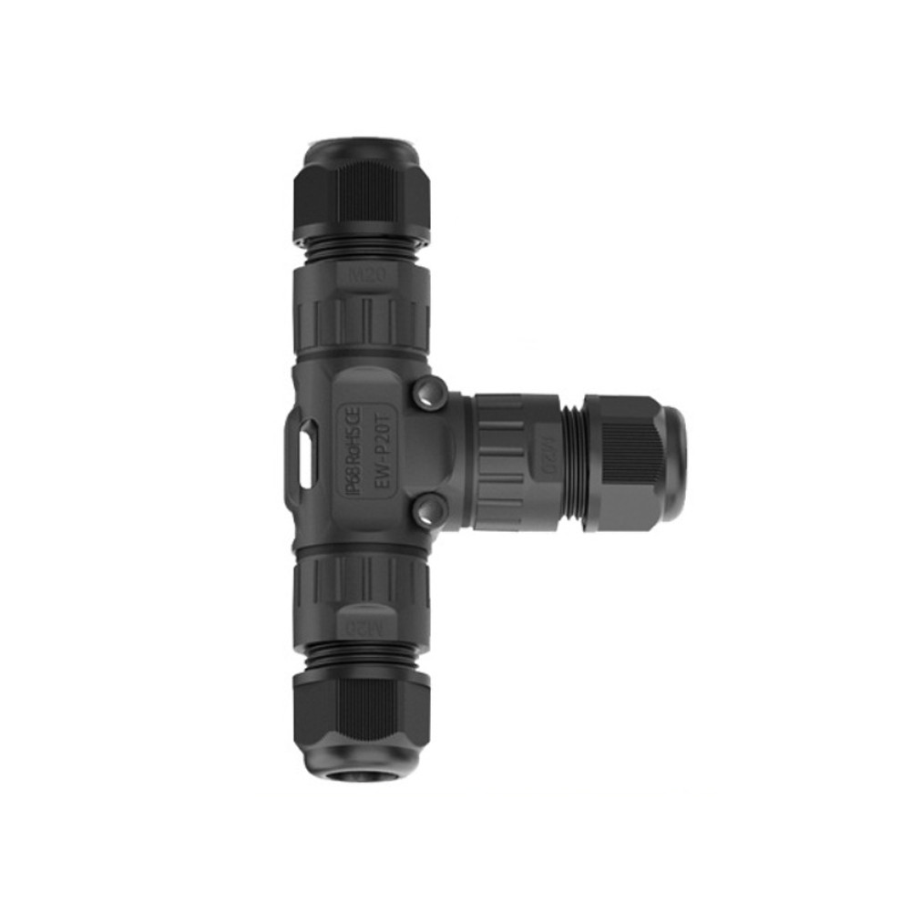3-Core Waterproof Screw Connector P20T Type for Solar Panels Outdoor Lighting
