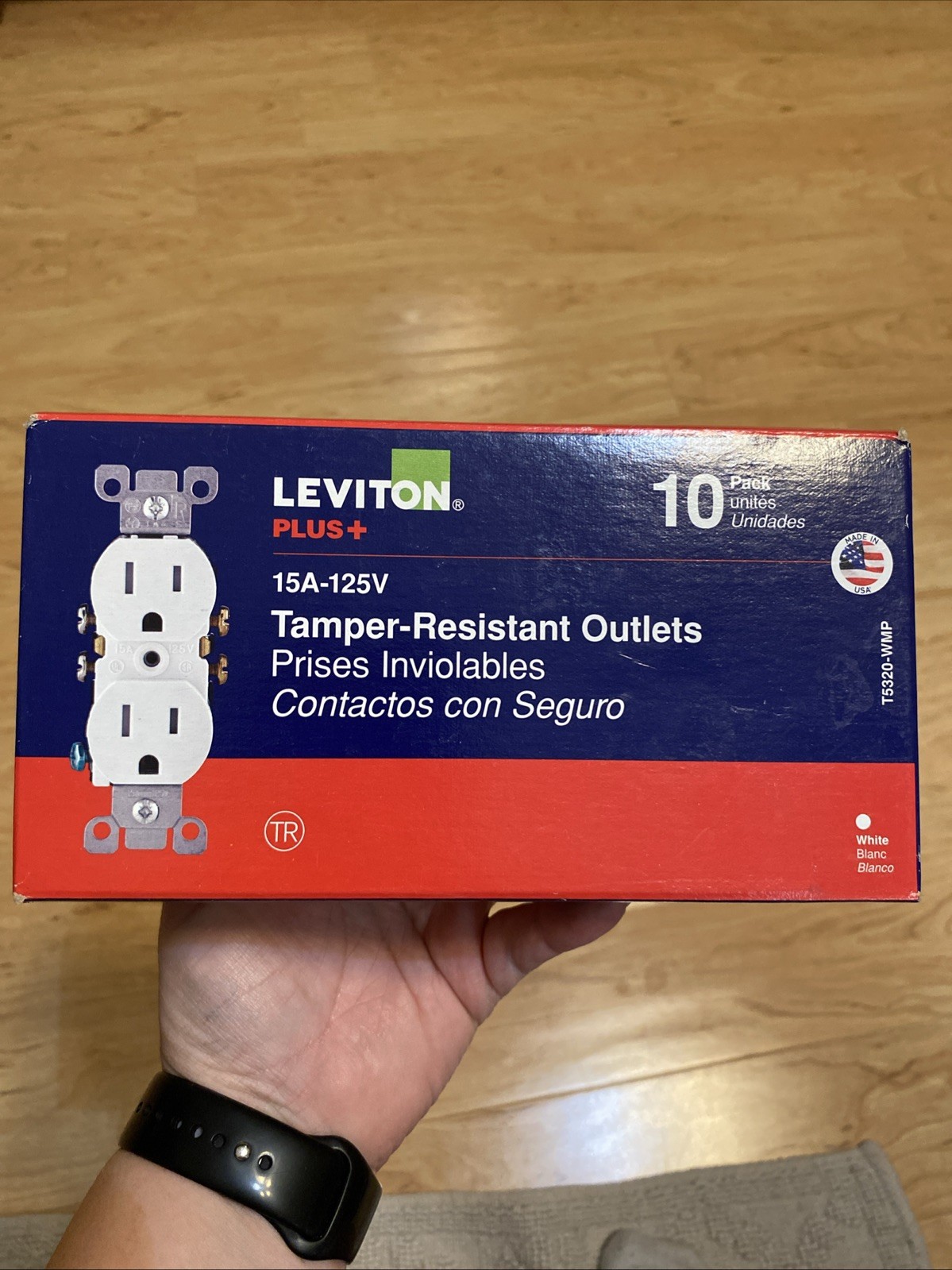 10pk Leviton Tamper Resistant Outlets 15A 125V White Plus Electrical Wall Plug