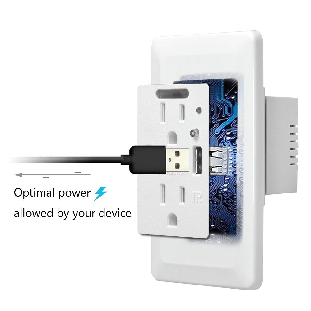 4 Pack Wall Power Outlet with LED Night Light 15Amp TR Duplex Receptacles White