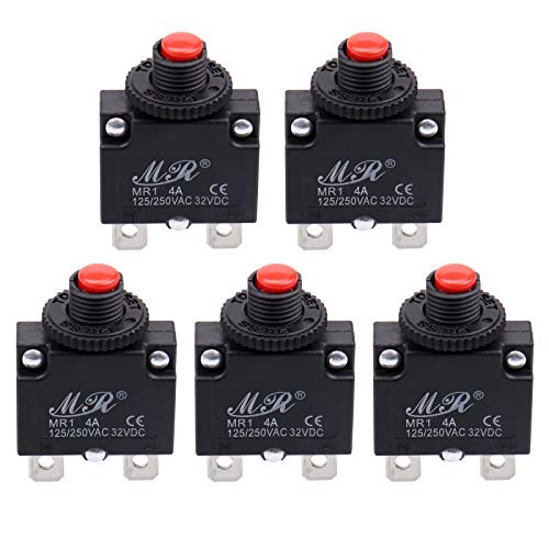 4 Amps Thermal Circuit Breakers, 125/250V AC 32V DC Push Button Manual Reset