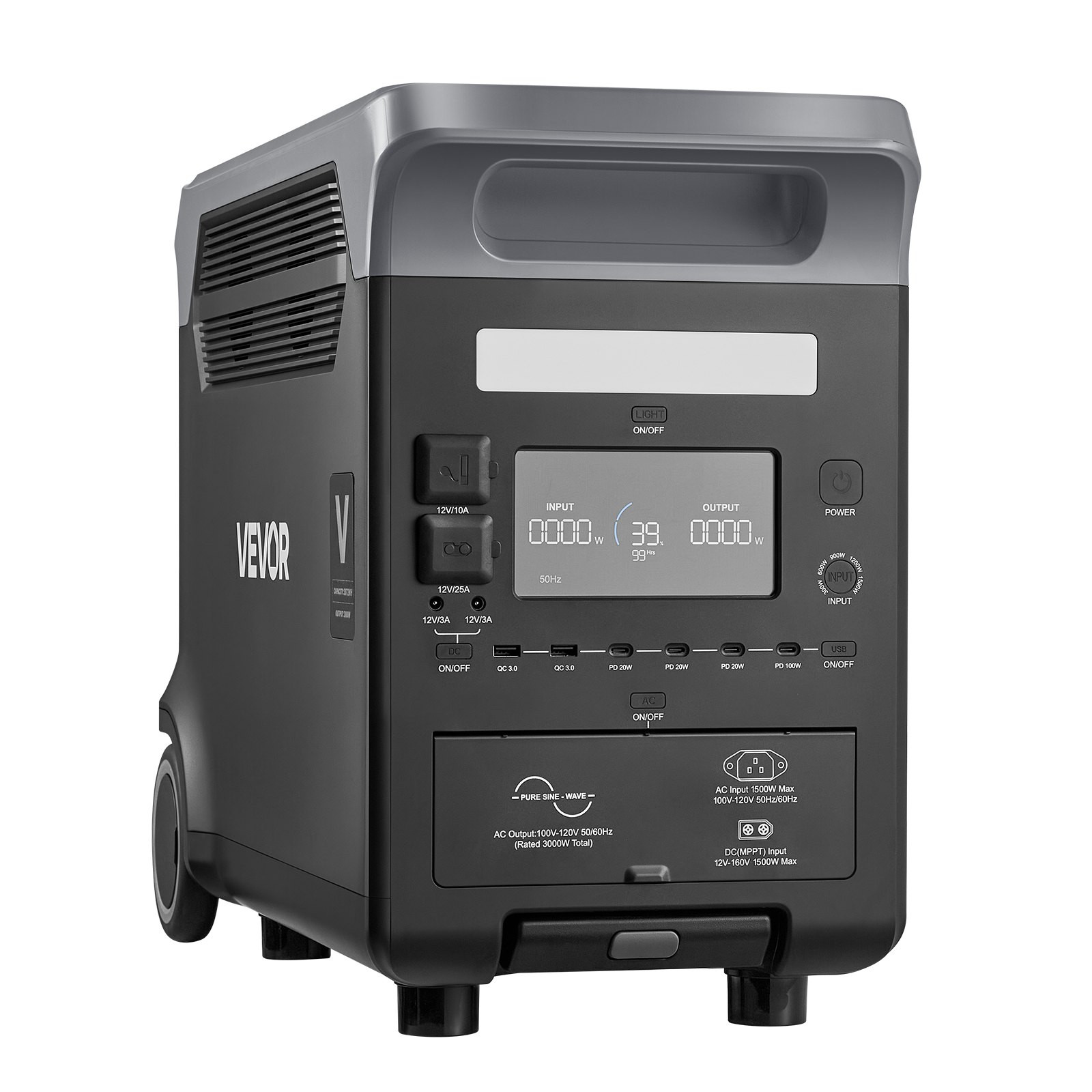 3000W Portable Power Station 3072Wh LiFePO4 Solar Generator Backup 15 Ports