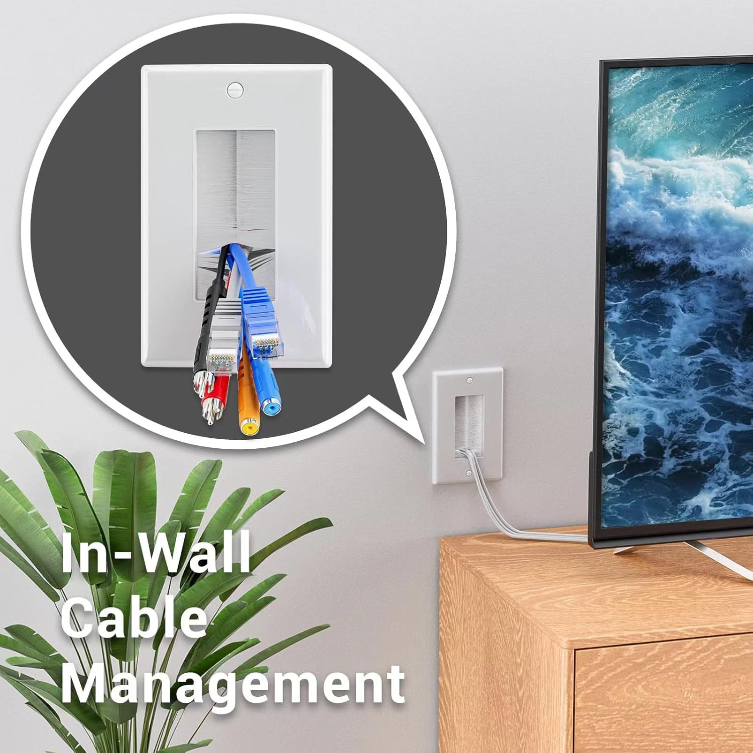 Iwillink Brush Wall Plate with Low Voltage Mounting Bracket 6-Pack, Cable Pass T