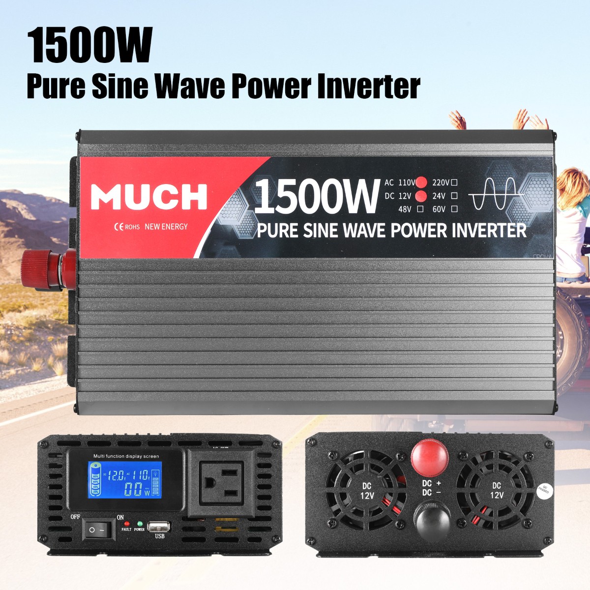 2000W 4000W Pure Sine Wave Inverter 12V DC to 110V AC Converter Power Inverter