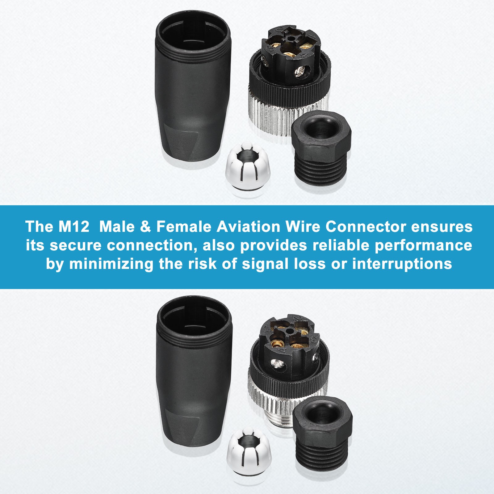 4 Set 4 Pin M12 Male and Female Aviation Wire Connector Waterproof IP67 Circular