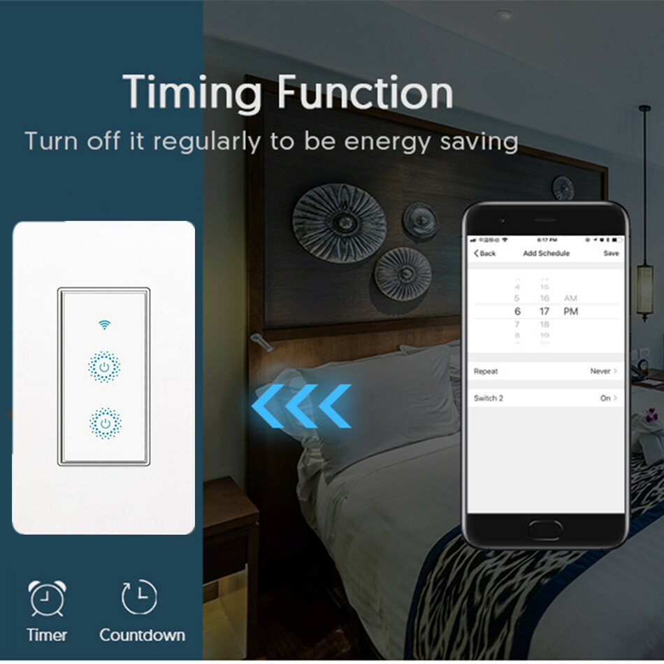 Smart Wi-Fi Switch Light & Fan 2 in1 Double Light Switch works with Alexa Google