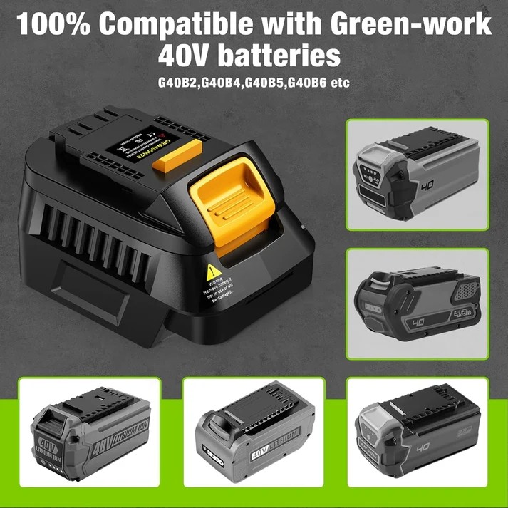For Greenworks 40V Battery Convert to Work for Dewalt 20V Cordless Power Tool