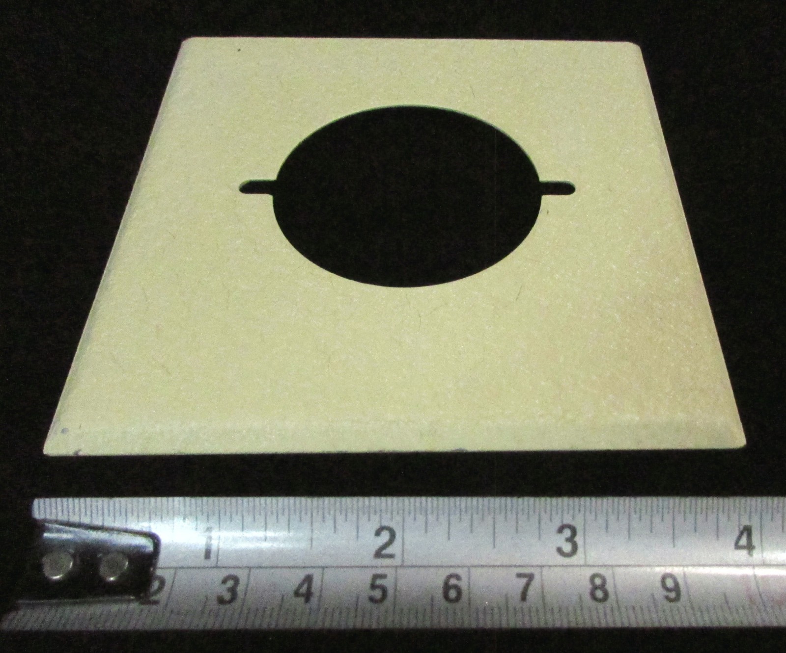 Vintage Square 4½” Textured Beige Metal Round Hole SINGLE GANG WALL PLATE COVER