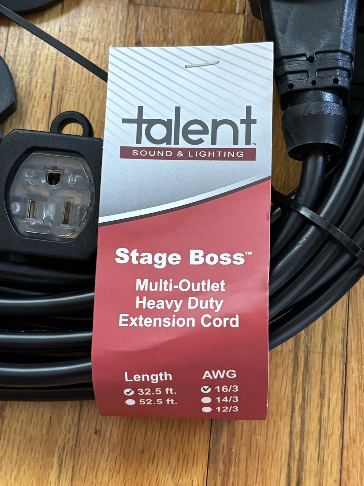 Talent SB16-32 Stage Boss 32.5 ft. Multi-Outlet Heavy Duty Extension Cord NEW