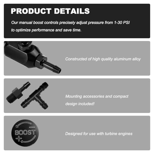 Manual Boost Controller Kit, 1-30 PSI Adjustable Closed Loop Turbo Chargers,