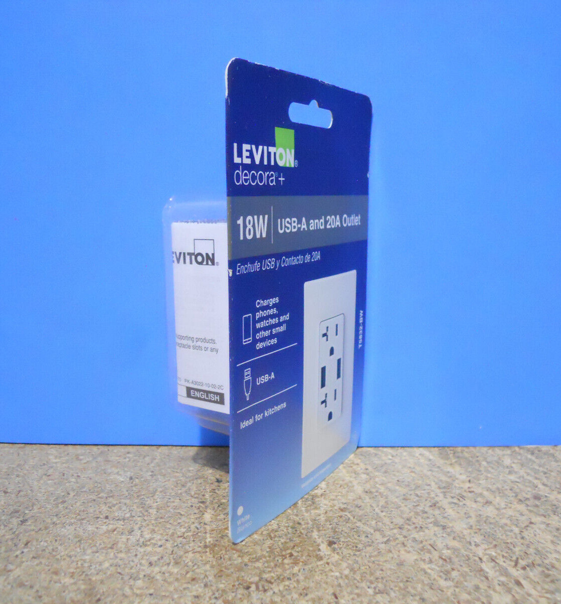 Leviton Decora+ 18W USB-A In Wall Charger and 20A Duplex Outlet T5832-BW White