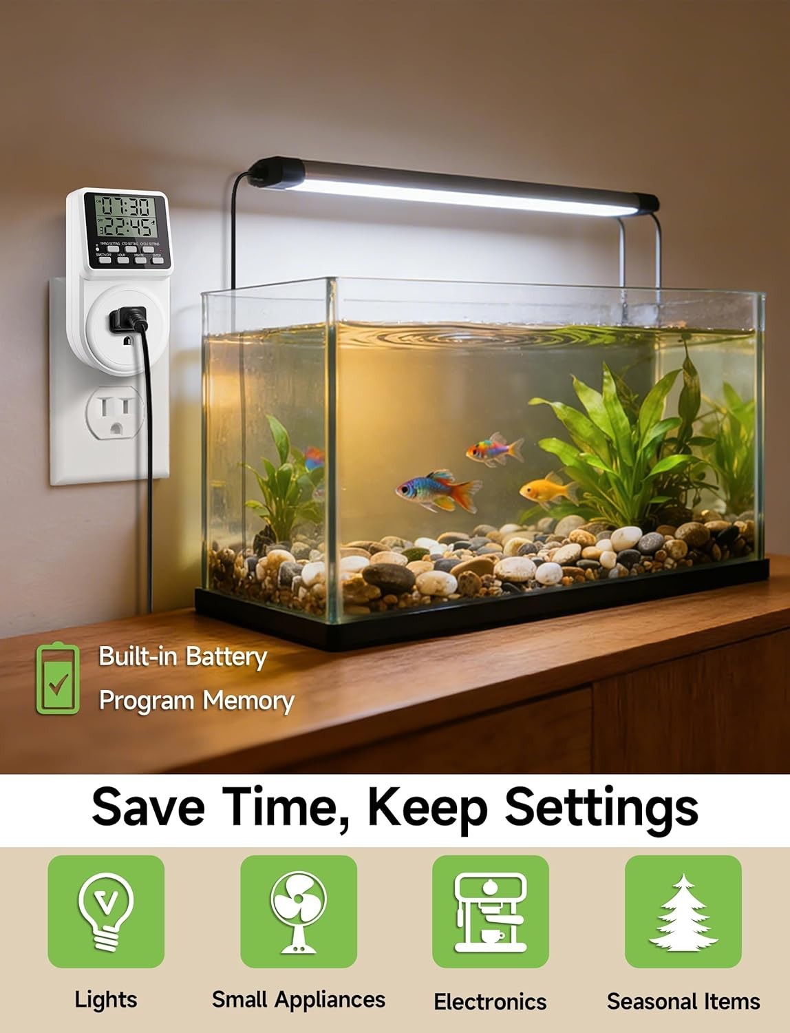 Versatile 24-Hour Timer Plug for Lights & Appliances – Energy Efficient 2 Pack