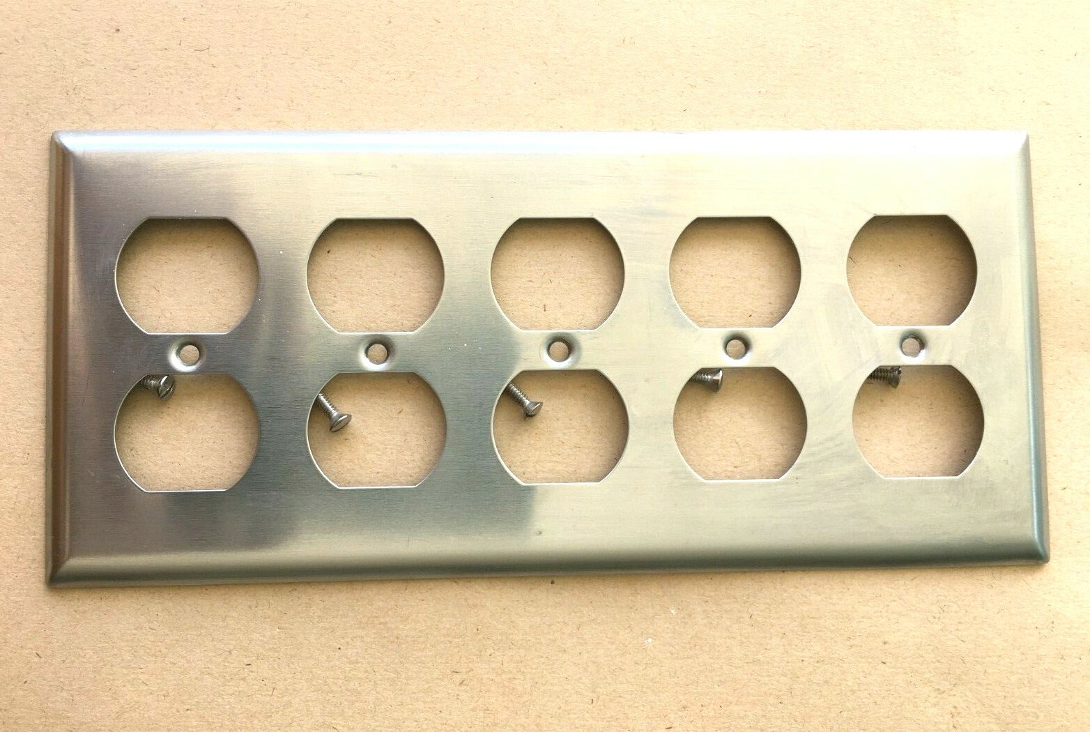Brushed Stainless Steel Duplex Outlet Wall Cover Plates, 1, 3 or 5 Gang