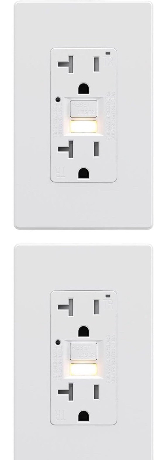 AIDA 20 Amp GFCI Outlet, Self-Test Nightlight Electrical Outlet, Tamper