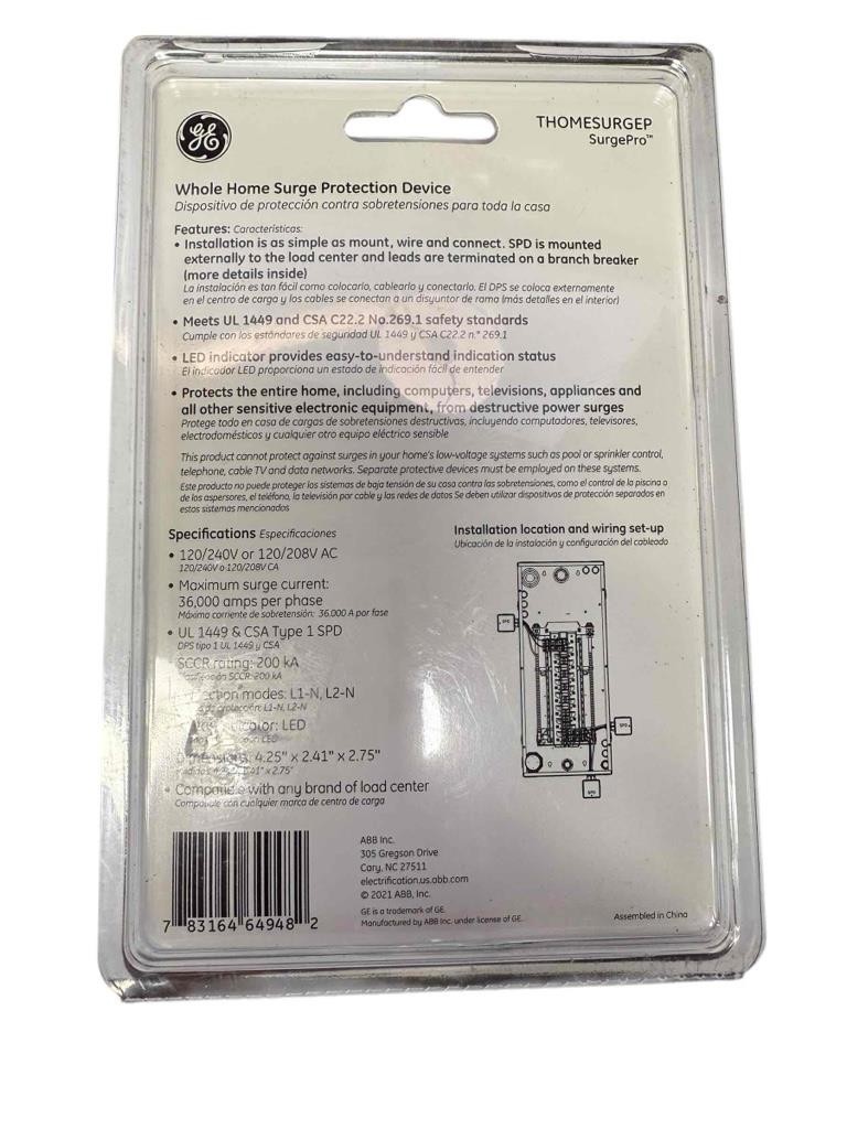 NEW GE by ABB Whole Home Surge Protector THOMESURGEP SurgePro 36kA