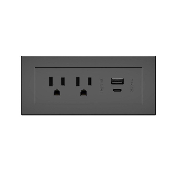 Legrand Wiremold RDZCBK10 Radiant Furniture Power C Port USB Recessed Black