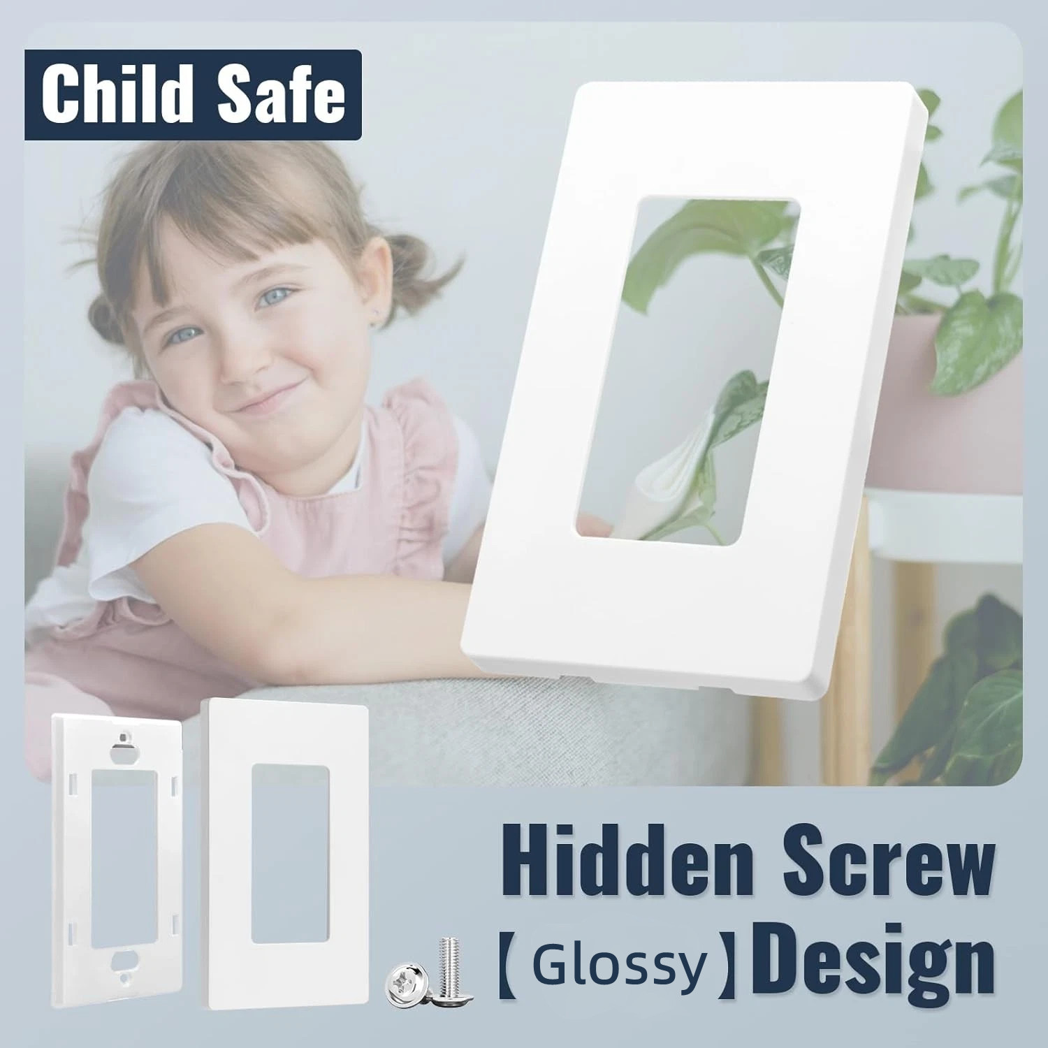 2Pack 1-Gang Screwless Decorator Wall Plates Outlet Switch Cover UL Glossy White
