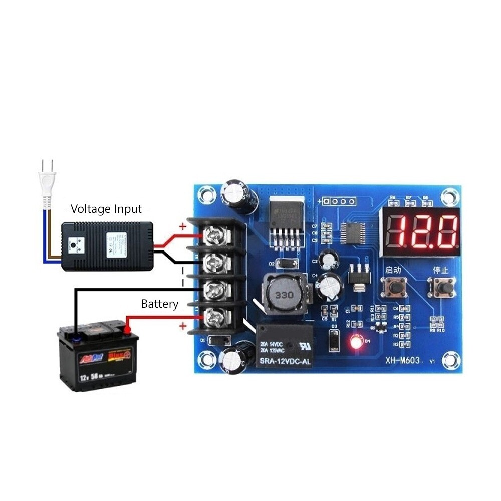 12V – 24V Battery Charge Controller Protection Module w/ LED Voltmeter XH-M603