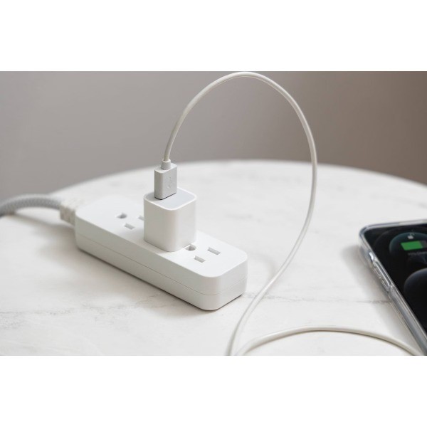 3-Outlet Grounded Extension Cord ; Braided Cord Gray/White