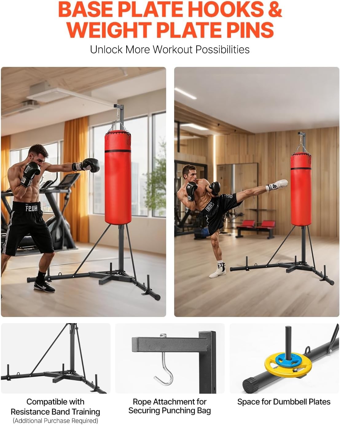 VEVOR Punching Bag Stand, Steel Heavy Duty Workout Training Equipment,…