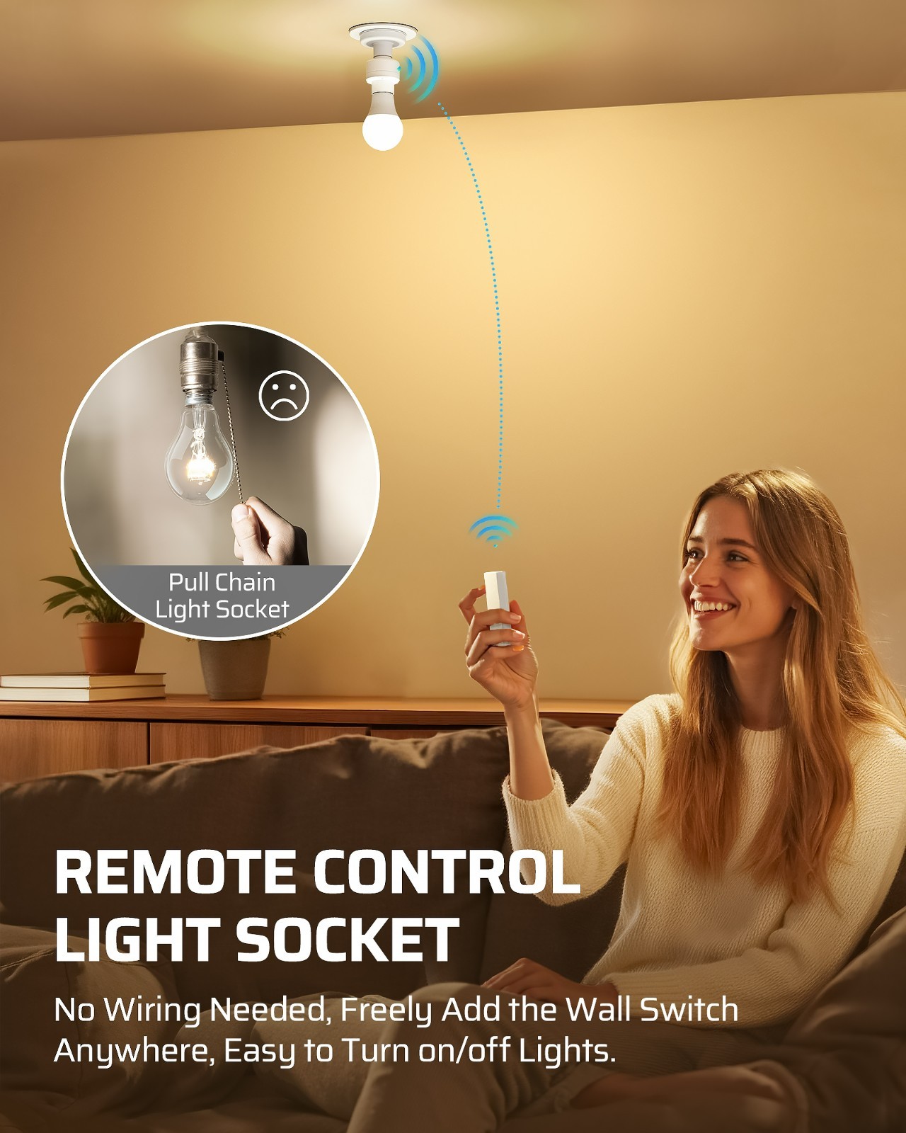 DEWENWILS Remote Control Light Socket Wall Mounted Controllers and 1 Bulb Base