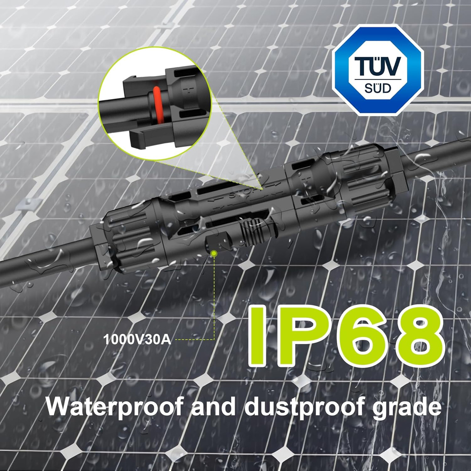 Solar Connectors for 2 Solar Panels 2 to 4 Y Branch Parallel Adapter IP68