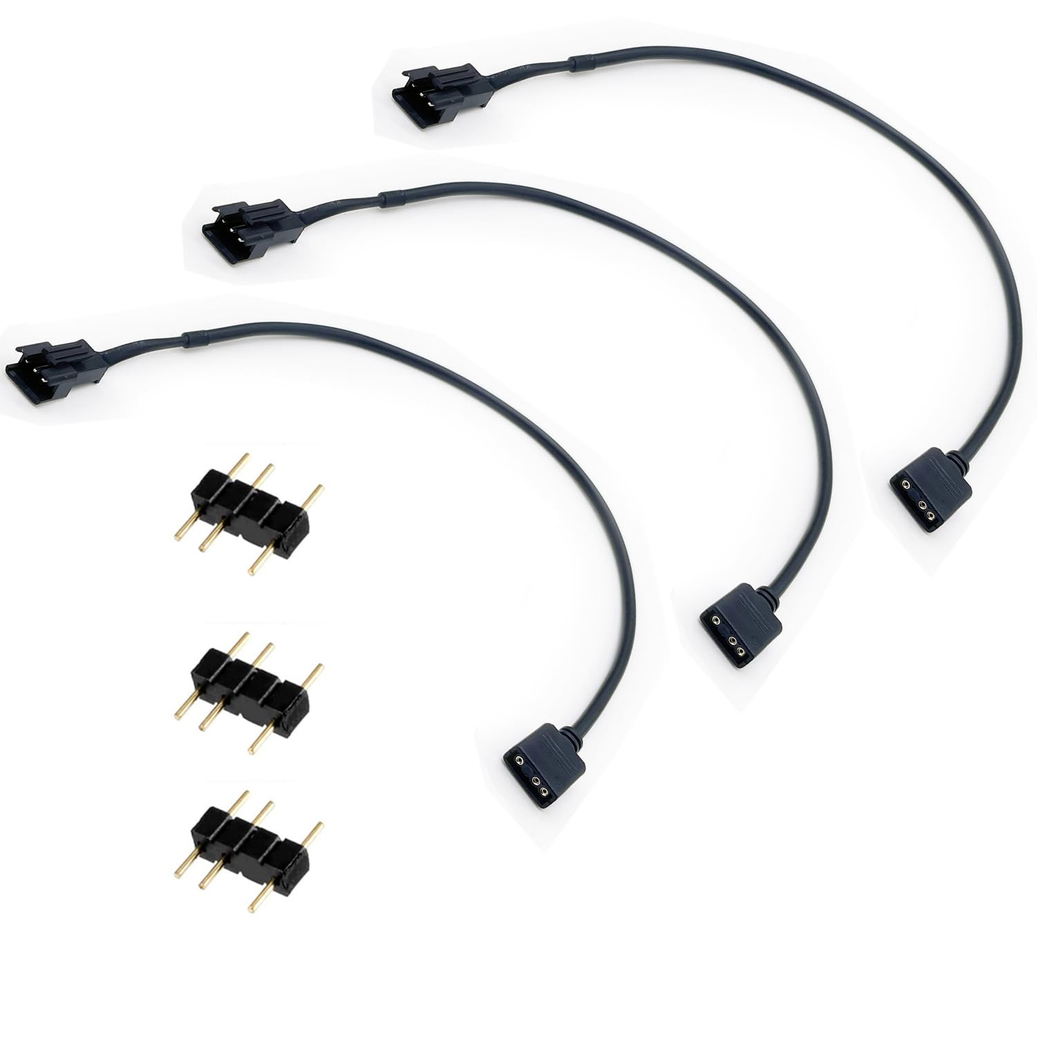 3-Pack ARGB Extension Cable 5V 3-pin JST SM 3Pin Male Adapter 1-to-1 11.8 Inch