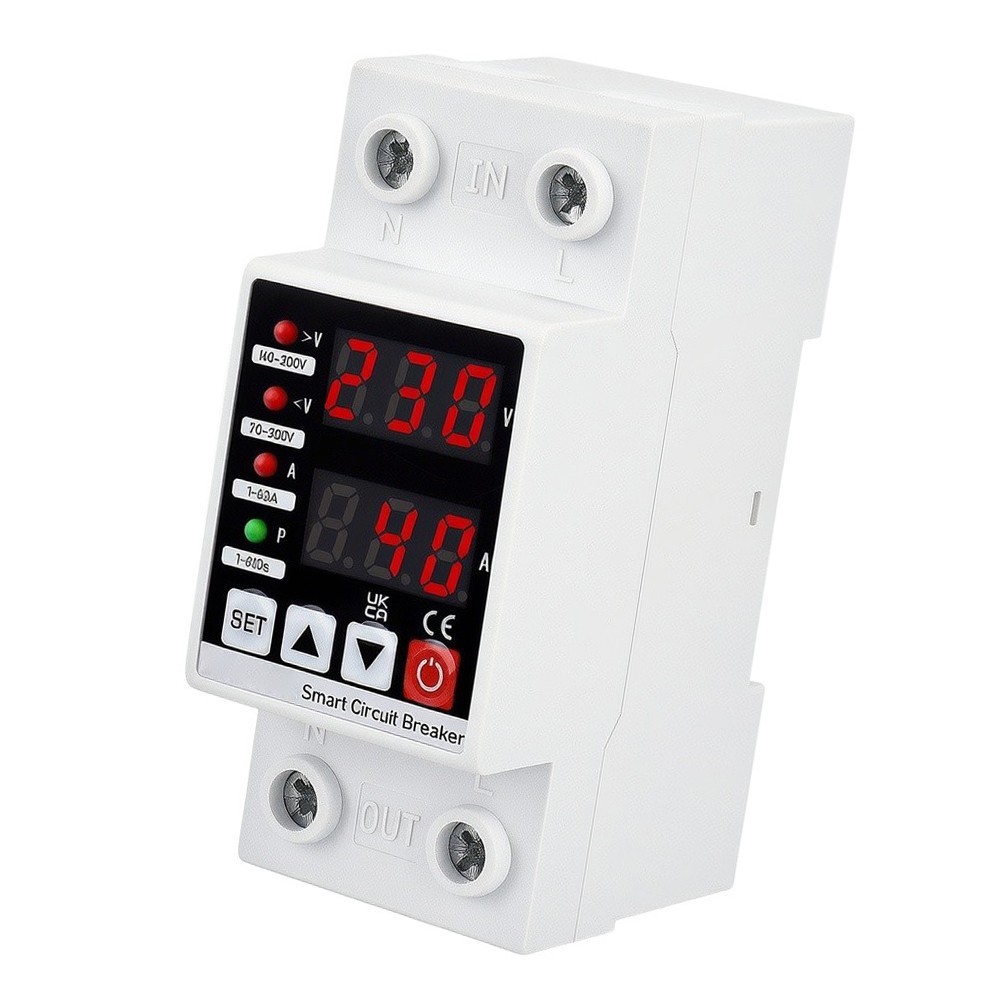 63A Adjustable Voltage Circuit Breaker Overvoltage Protector AC220V 110V