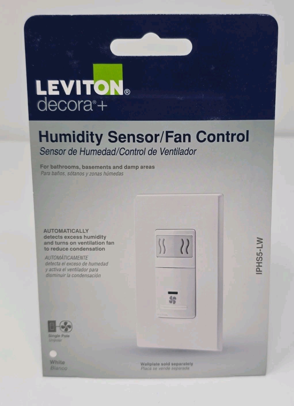 New Leviton Humidity Sensor & Fan Control White (R02-IPHS5-LW) FREE Shipping