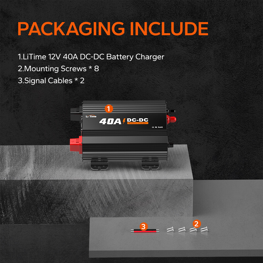 LiTime 12V 40A DC to DC Charger for LiFePO4 Lithium Lead Acid AGM Gel Batteries