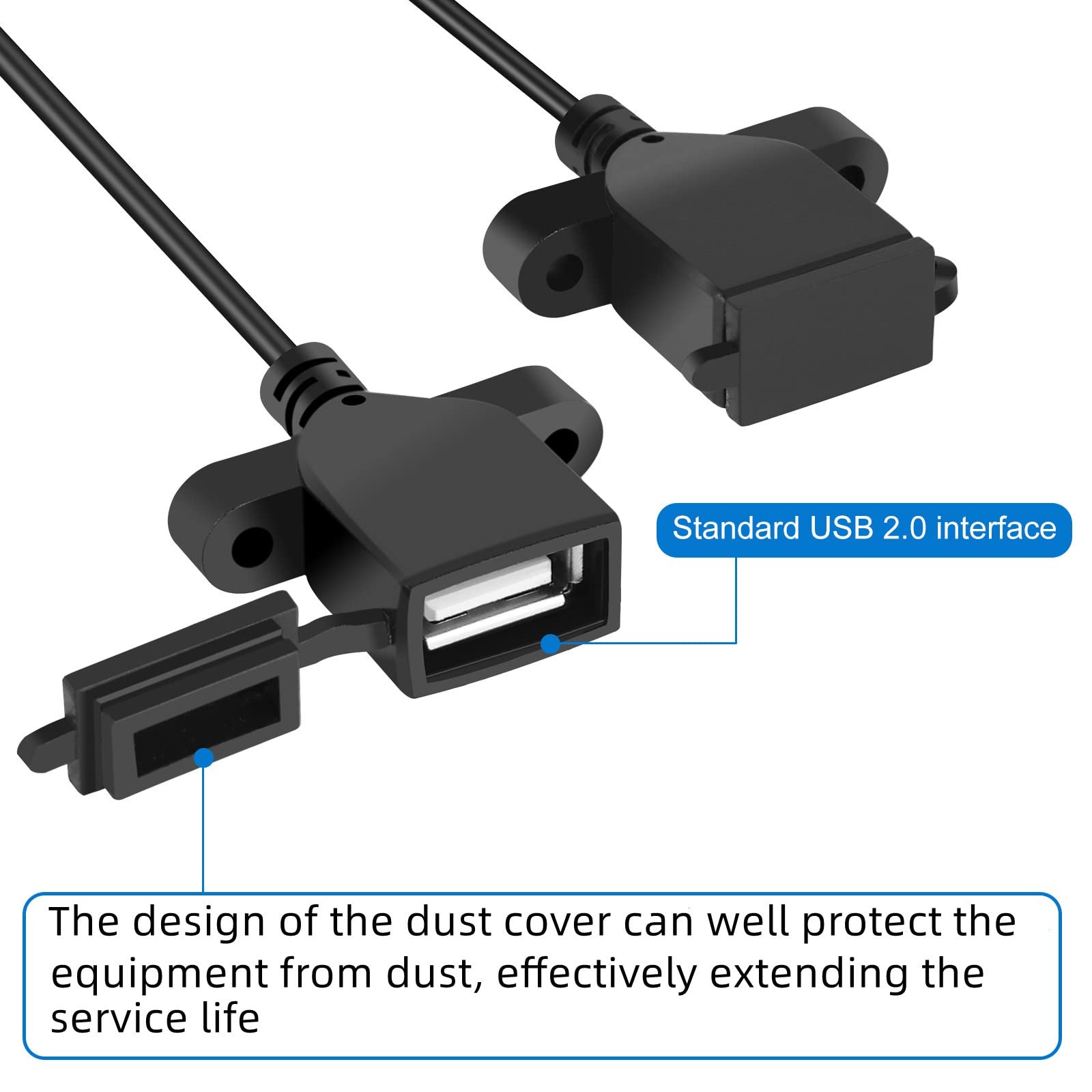 DC 24V/12V to 5V USB Type-C Right Angle Step Down 3A-Dual USB, Black