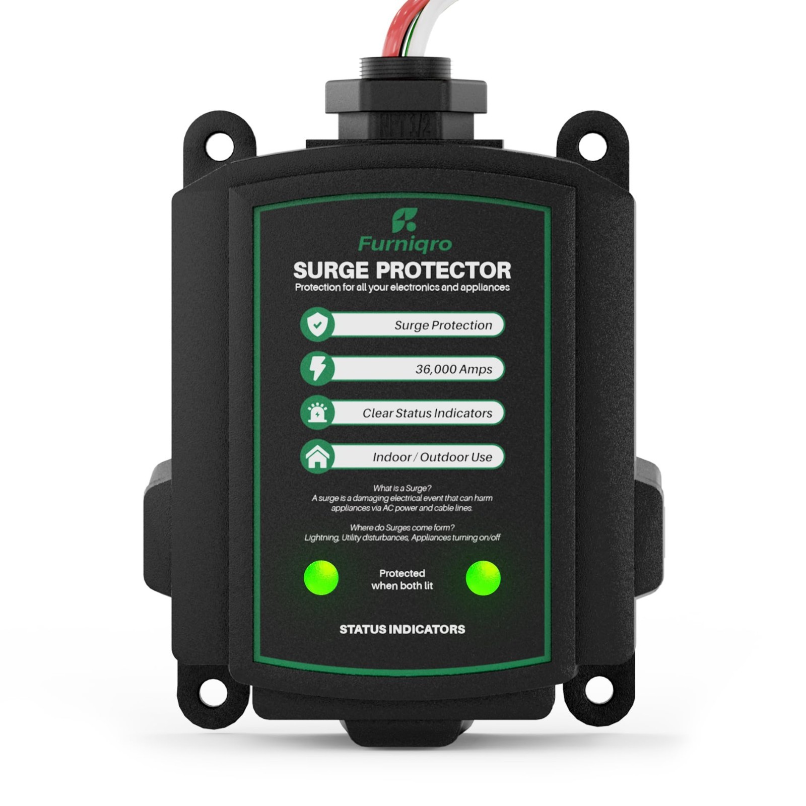 Whole House Surge Protector 36,000 Amps – Ultimate Indoor/Outdoor Surge Defense,