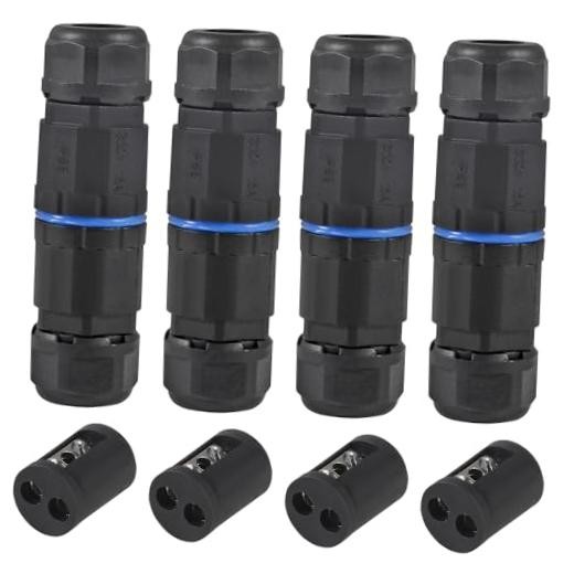 4pcs IP68 Waterproof Connectors 2 Way 2PIN Junction Box Electrical Cable
