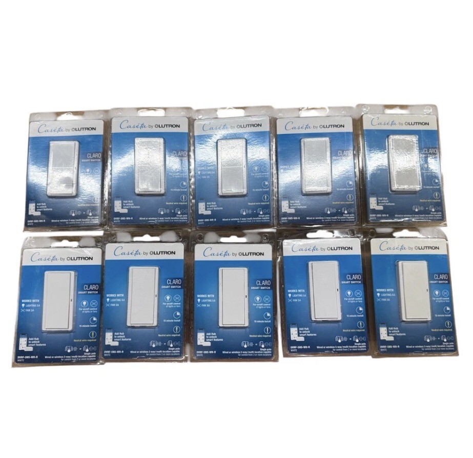 10 PCS Lutron DVRF-5NS-WH-R Caseta Claro Smart Switch 5A Single Pole/3-Way White