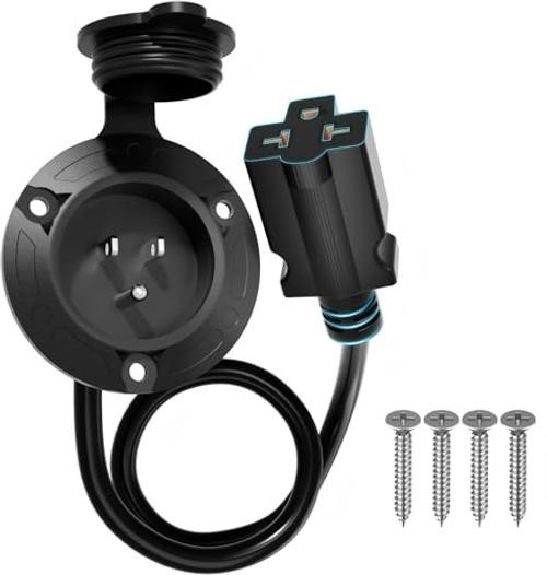 15A AC Port Plug, 125V 14AWG RV Shore Power Inlet with Waterproof Electrical