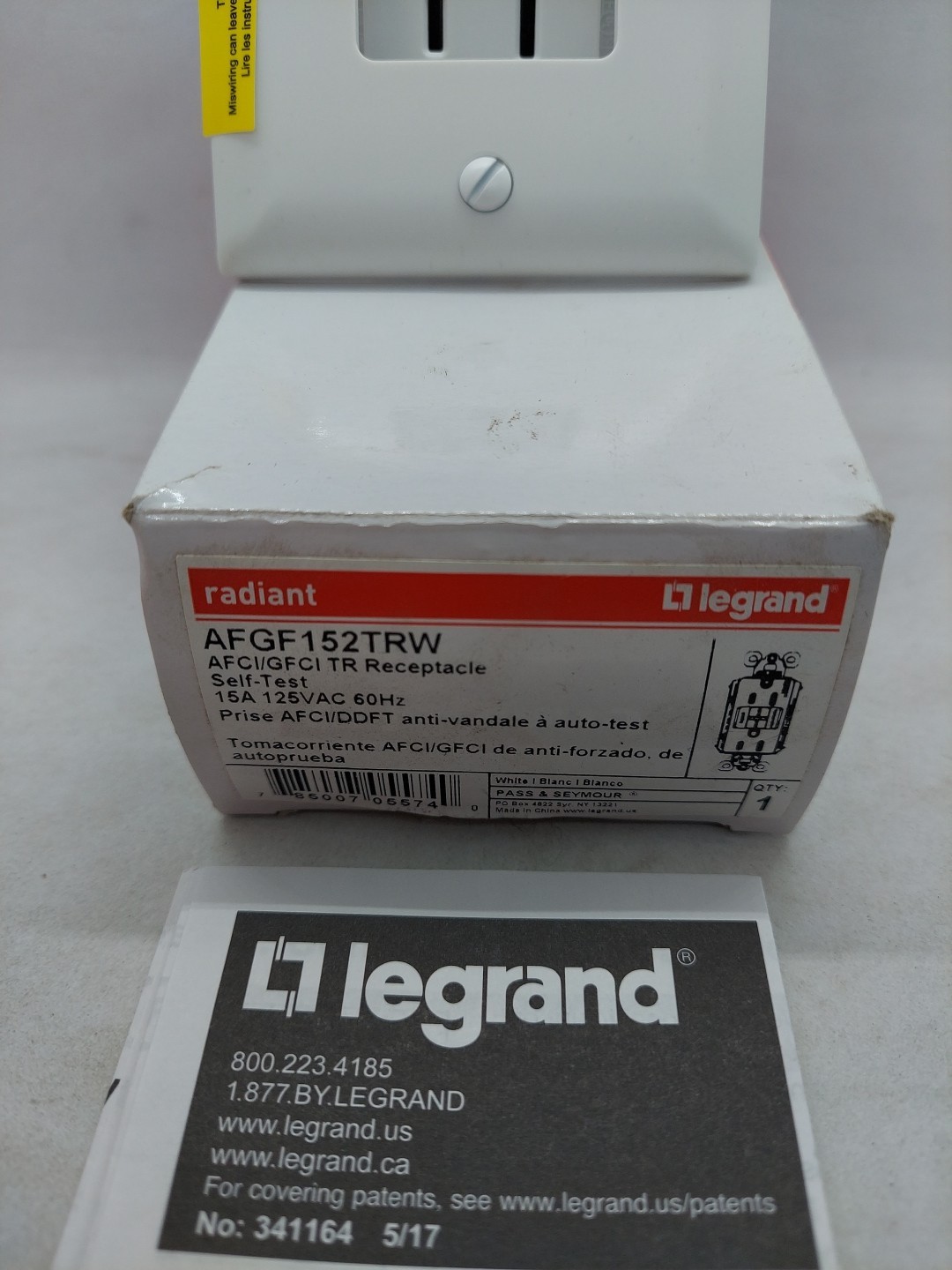 Pass Seymour AFGF152TRW AFCI GFCI Tamper Resistant Self Test WHITE