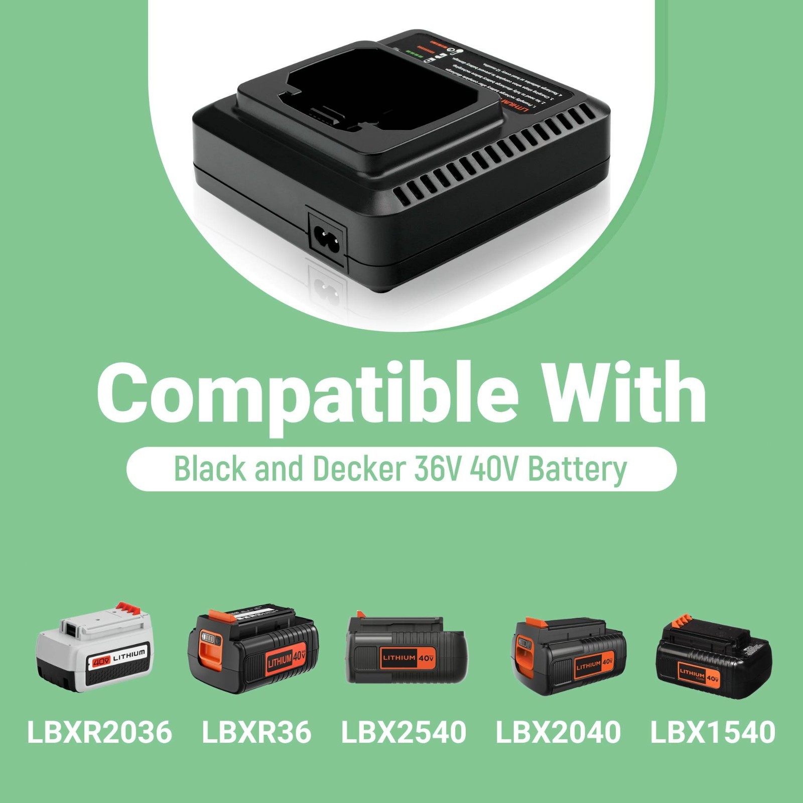 40V Battery Fast Charger LCS40 for Black & Decker 36V 40V Max LBX1540 LBX2540