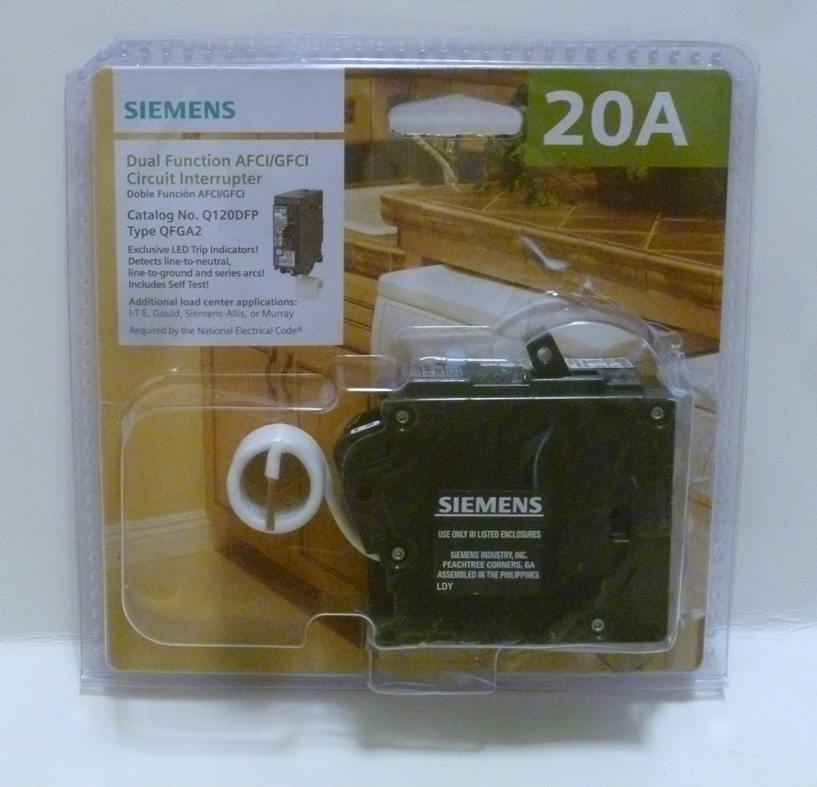 Siemens 20 Amp AFCI / GFCI Dual Function Circuit Breaker Q120DFP